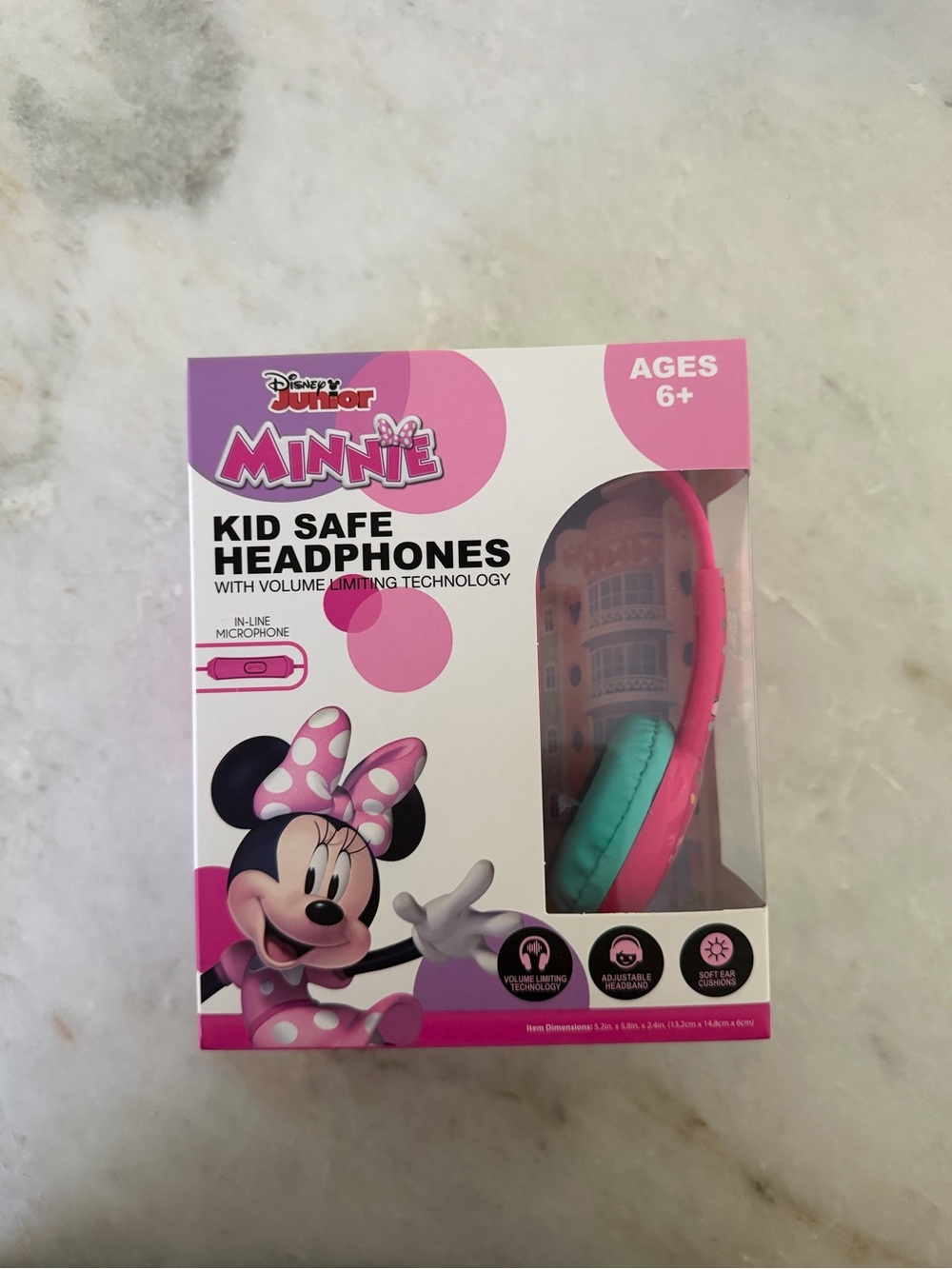 Disney Minnie Mouse Kids Wired Headphones with Microphone Pink Ages 6+